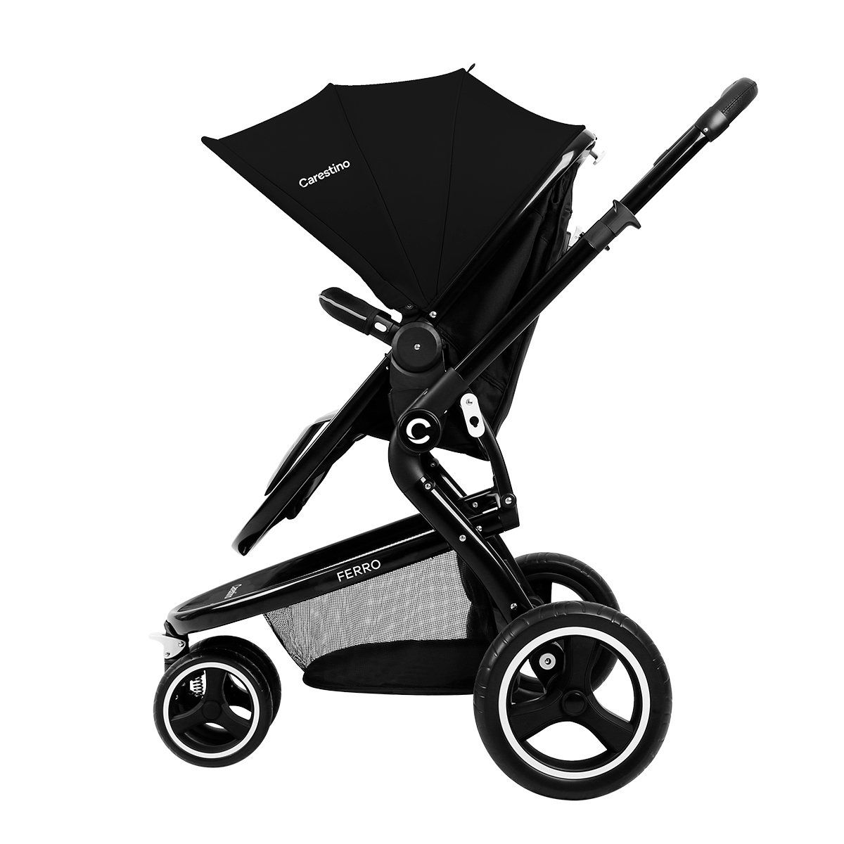 CARESTINO - Coche Carestino Ferro Negro con Porta bebé y Moisés