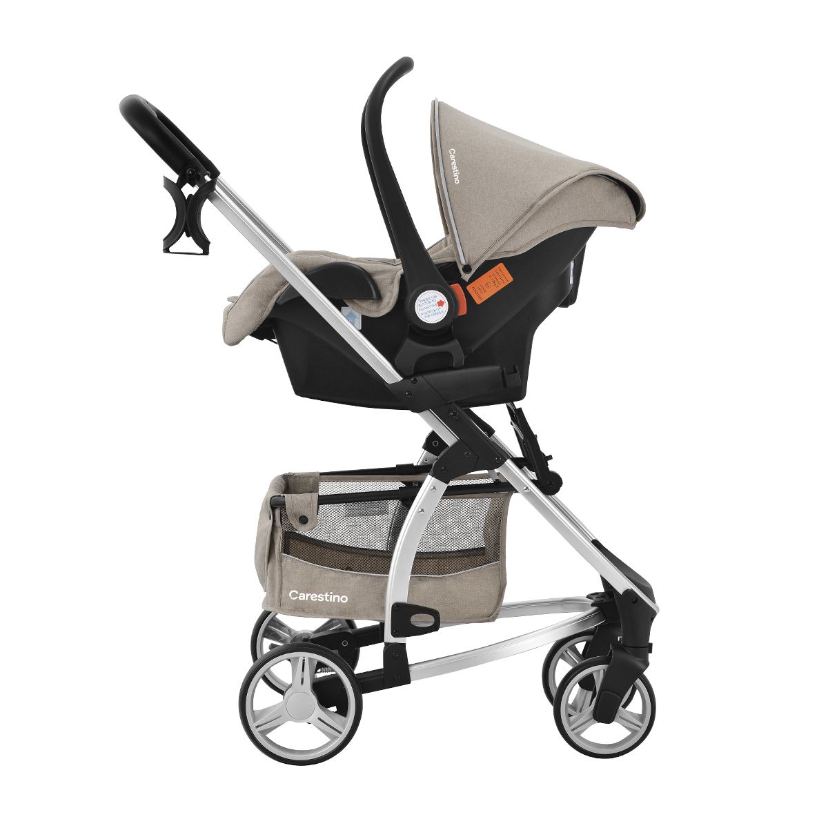 CARESTINO - Coche Carestino London Beige con Porta Bebé y Moisés