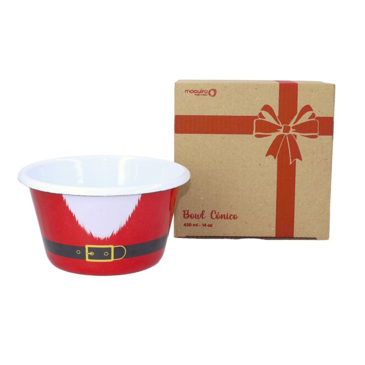 MACUIRA - Bowl Navidad Cónico 430ml Peltre Papa Noel Macuira