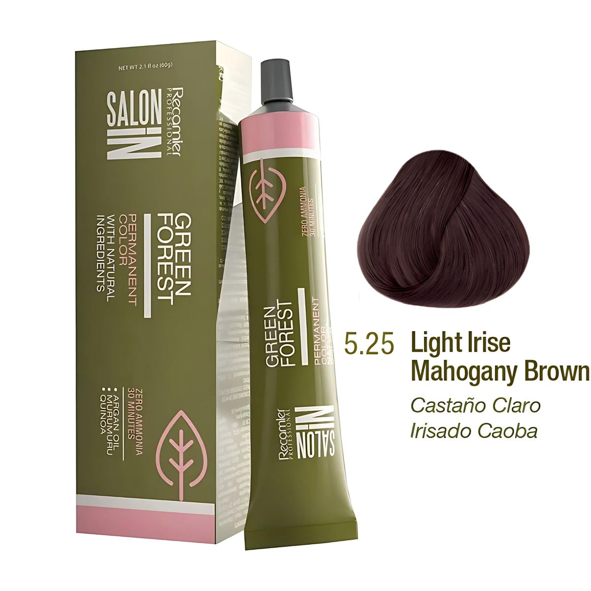 RECAMIER - Tinte Recamier Green Forest Salon In 5.25 Castaño Claro Irisado Caoba