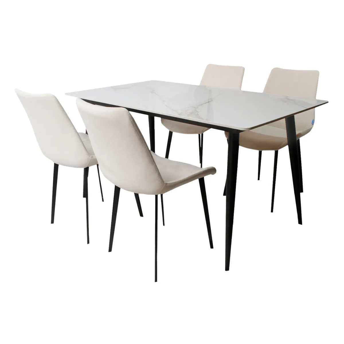 DORMILANDIA - Comedor Berlín 4 puestos beige piedra sinterizada