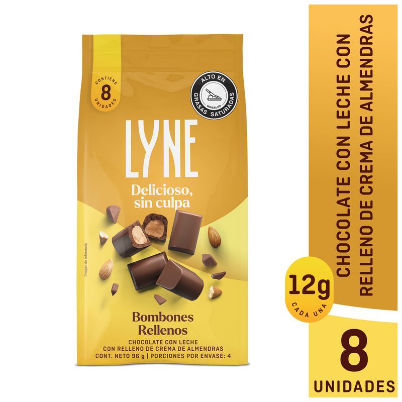GENERICO - Bombones Rellenos Lyne Chocolate  Leche Almendras X 8 X 12g