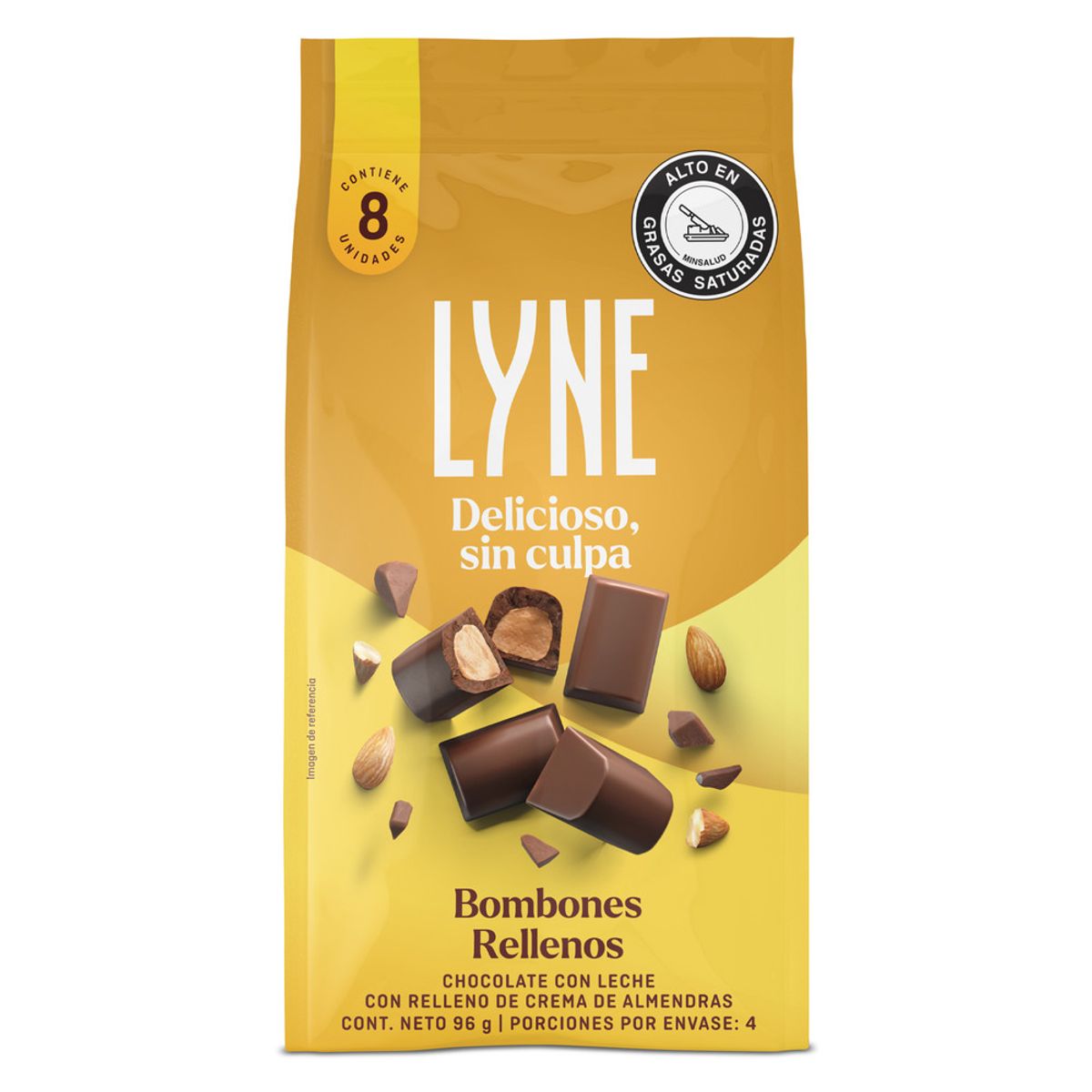 GENERICO - Bombones Rellenos Lyne Chocolate  Leche Almendras X 8 X 12g