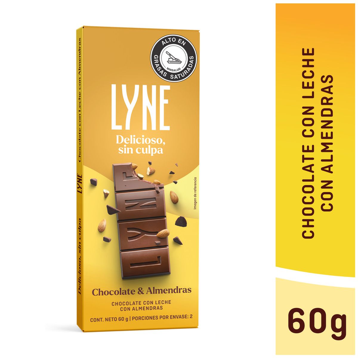 GENERICO - Chocolatina Lyne Chocolate Leche Almendras X 60g