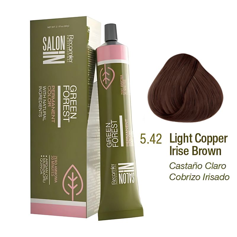 RECAMIER - Tinte Recamier Green Forest SalonIn 5.42 Castaño Claro Cobrizo Irisado