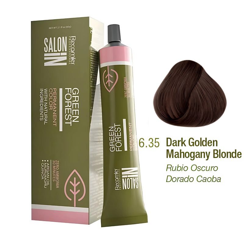 RECAMIER - Tinte Recamier Green Forest Salon In 6.35 Rubio Oscuro Dorado Caoba
