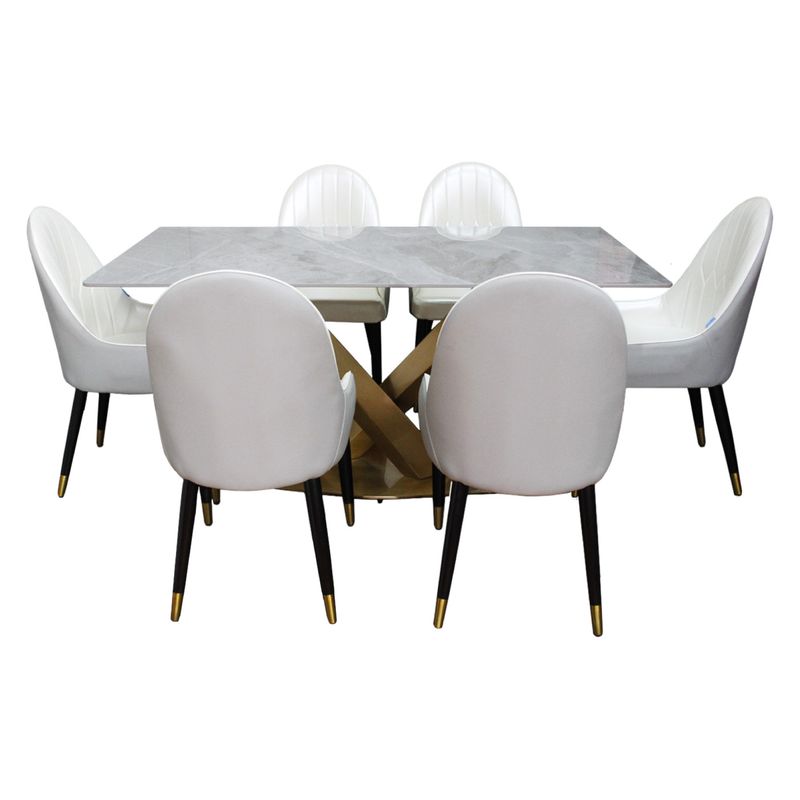 DORMILANDIA - Comedor Ginebra de 6 puestos piedra sinterizada