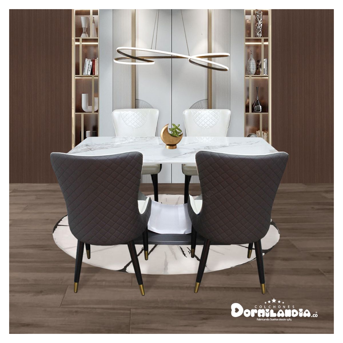 DORMILANDIA - Comedor Zurich de 4 puestos piedra sinterizada