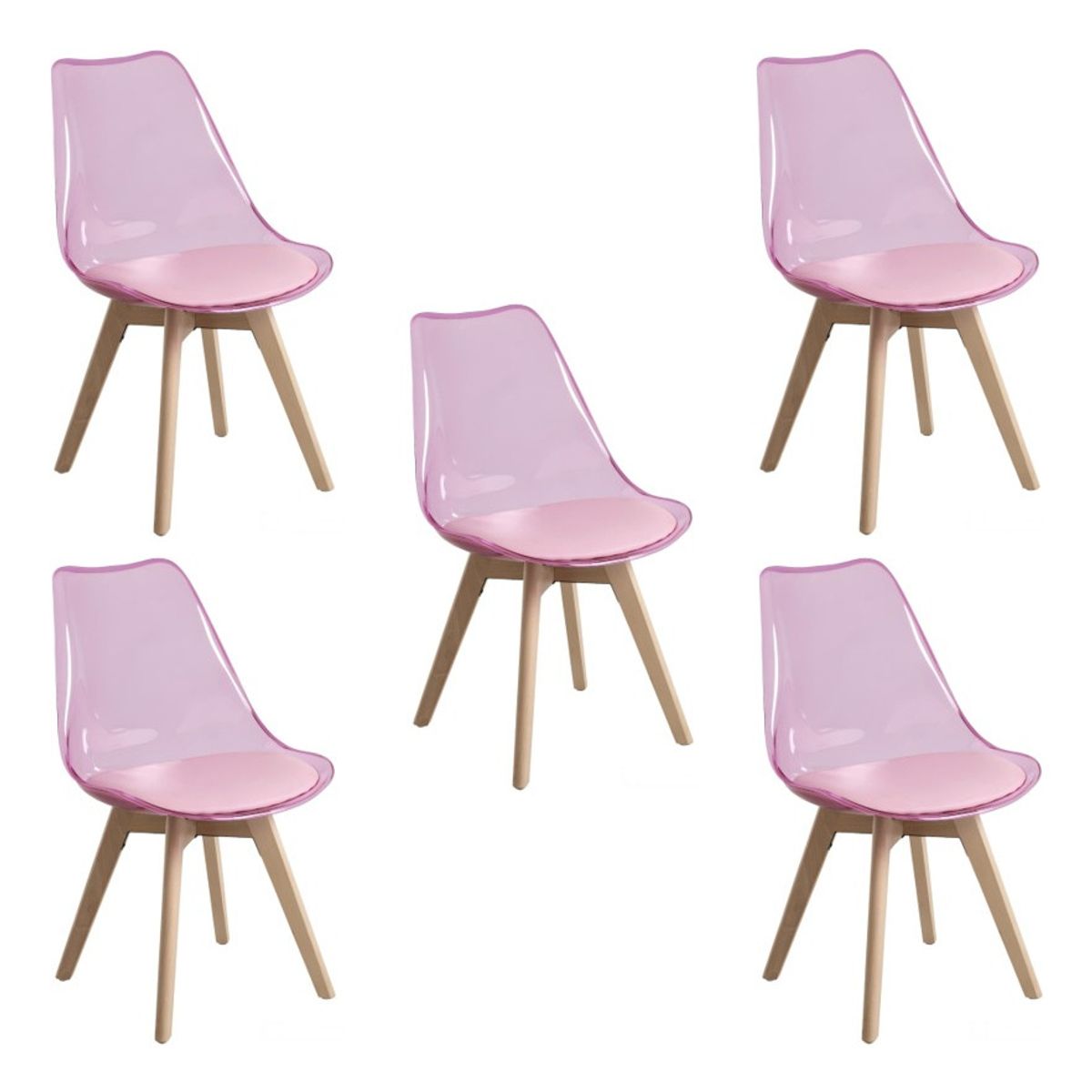 MOBLIHOUSE - Set X5 Sillas Moblihouse Eames Nórdico Madera Polipropileno