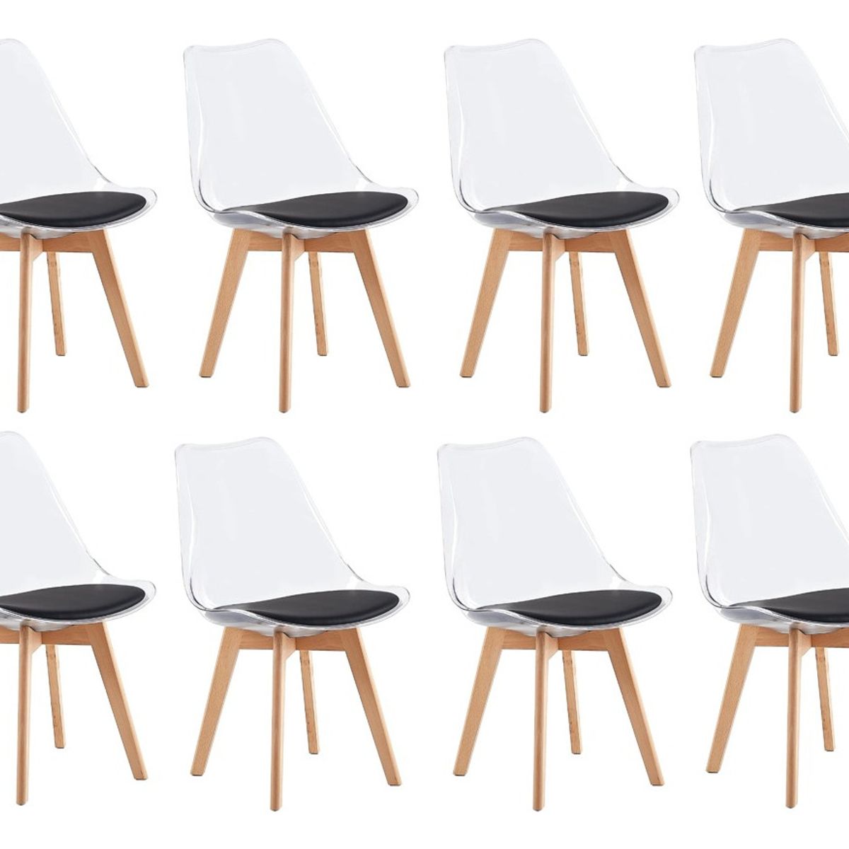 MOBLIHOUSE - Set X8 Sillas Moblihouse Eames Transparente Extra Firme
