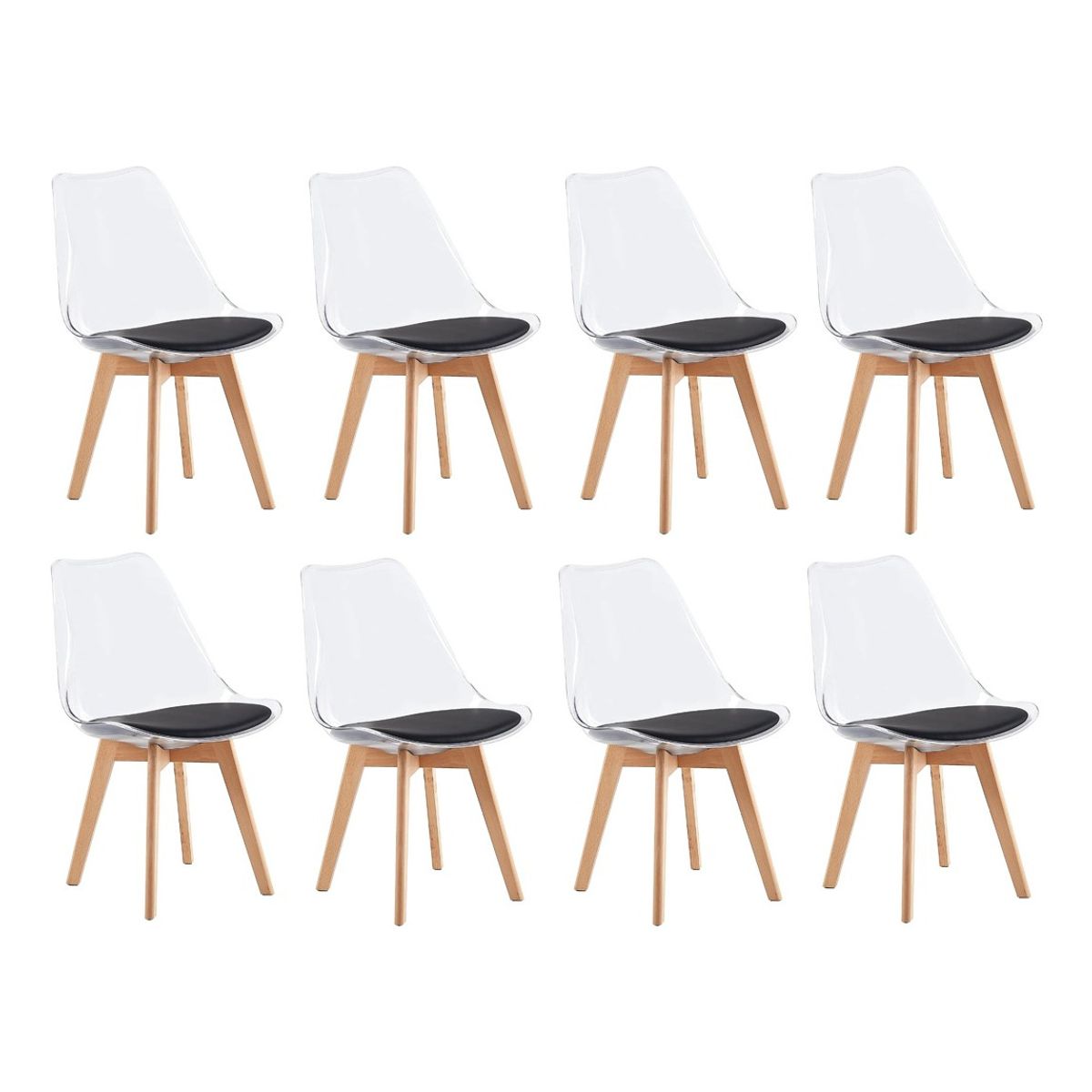 MOBLIHOUSE - Set X8 Sillas Moblihouse Eames Transparente Extra Firme