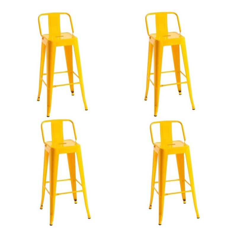 MOBLIHOUSE - Set X4 Butaco Alto Para Barra Metálico Moderna Con Espaldar