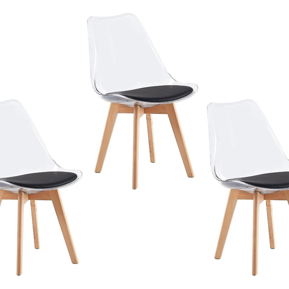 MOBLIHOUSE - Set X3 Sillas Moblihouse Eames Transparente