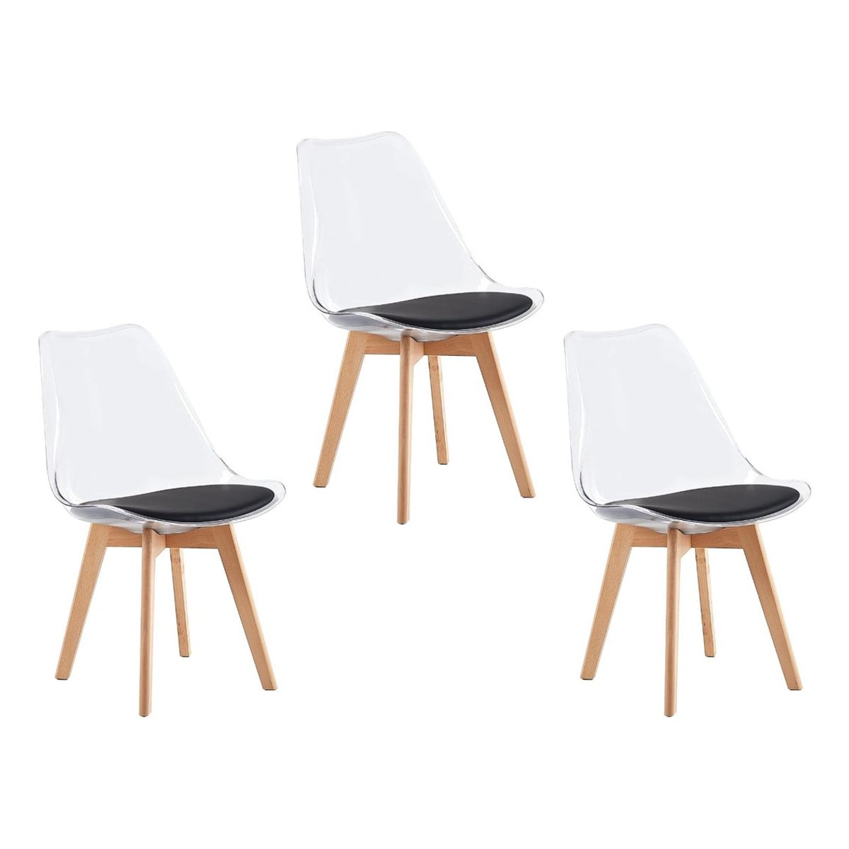 MOBLIHOUSE - Set X3 Sillas Moblihouse Eames Transparente