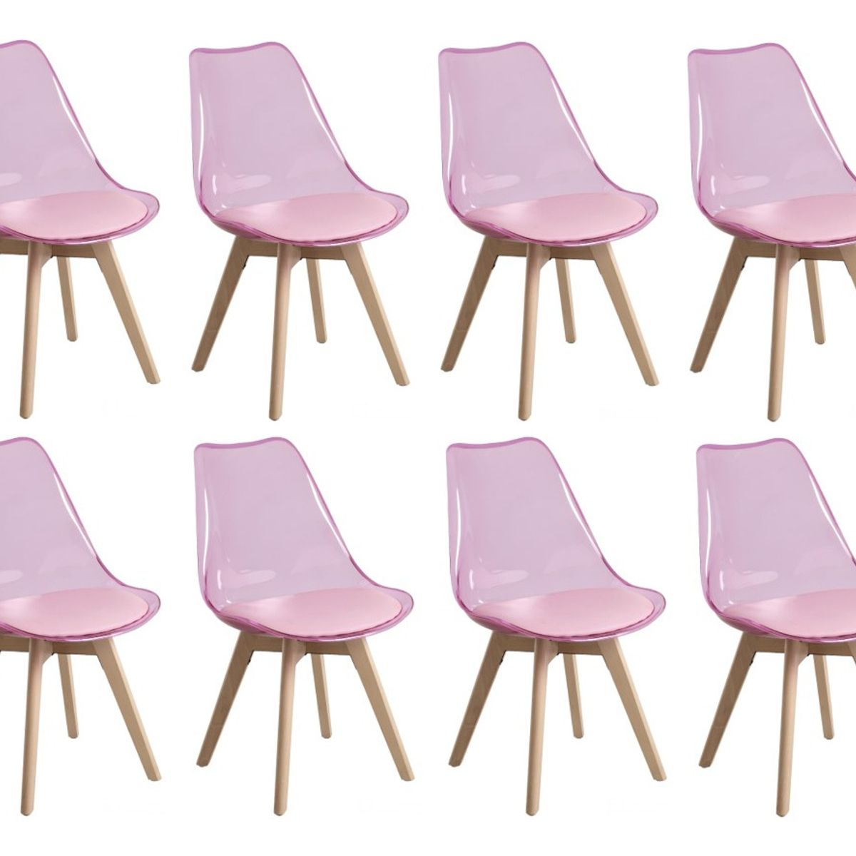 MOBLIHOUSE - Set X8 Sillas Moblihouse Eames Transparente, Extra Firme