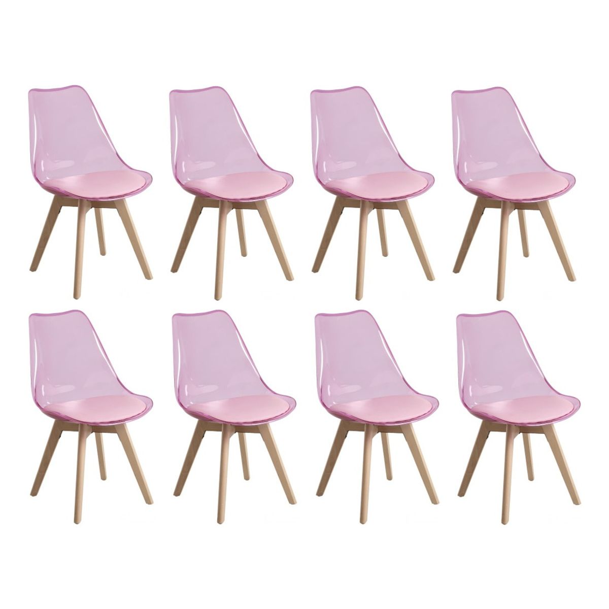 MOBLIHOUSE - Set X8 Sillas Moblihouse Eames Transparente, Extra Firme