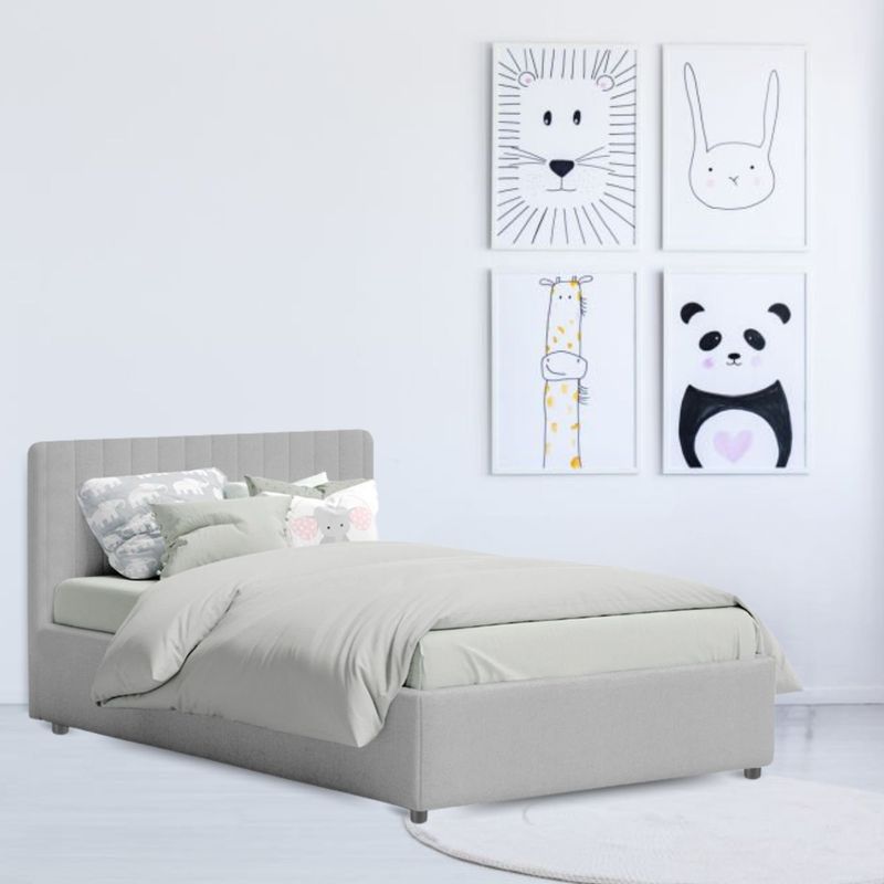 EKONOMODO COLOMBIA - Colchon Doble + Base cama Baul + Espaldar infantil Gris 140x190