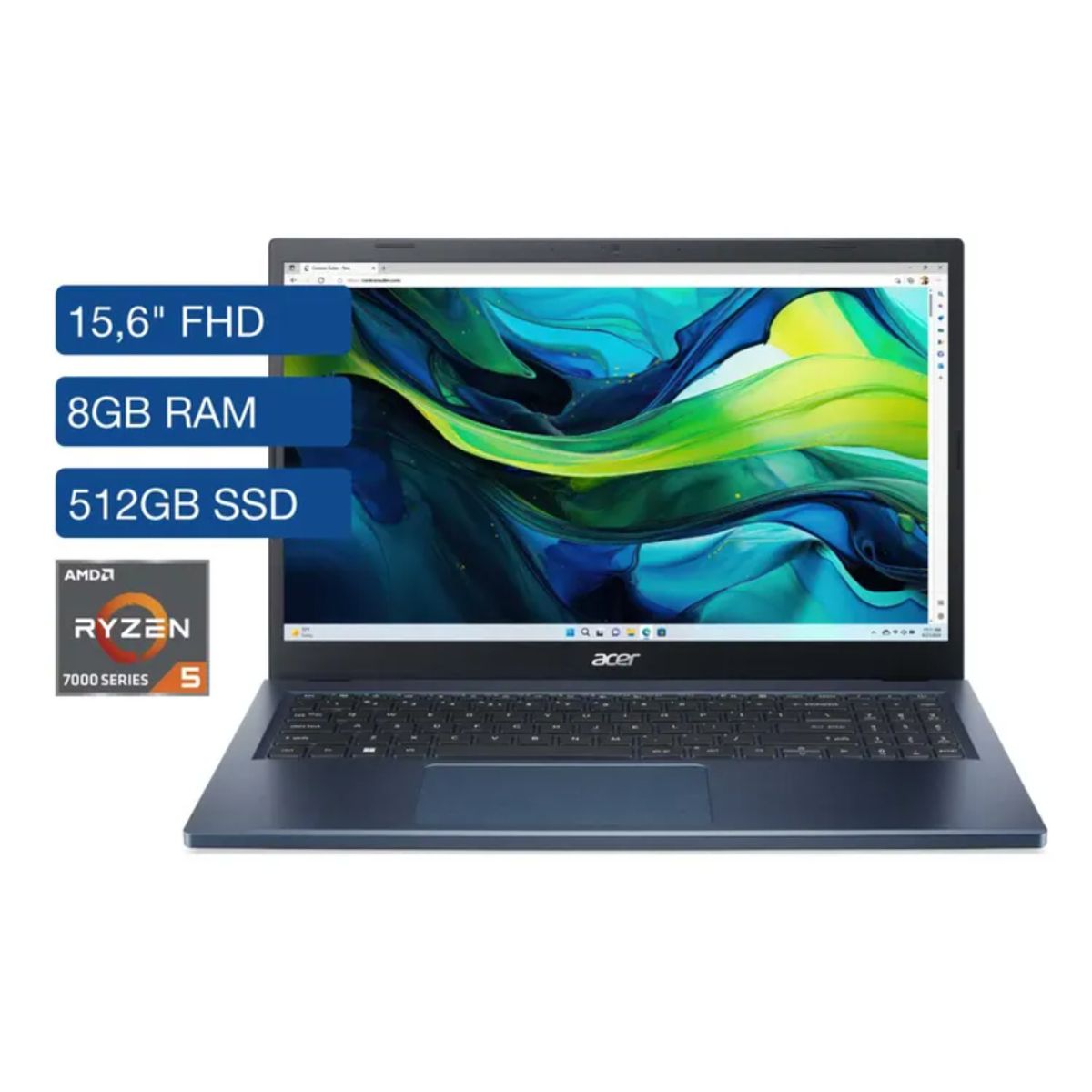 ACER - Portatil Acer A315-24P-R3ZE 8GB RAM 512SSD Windows 11 Home Color Blue