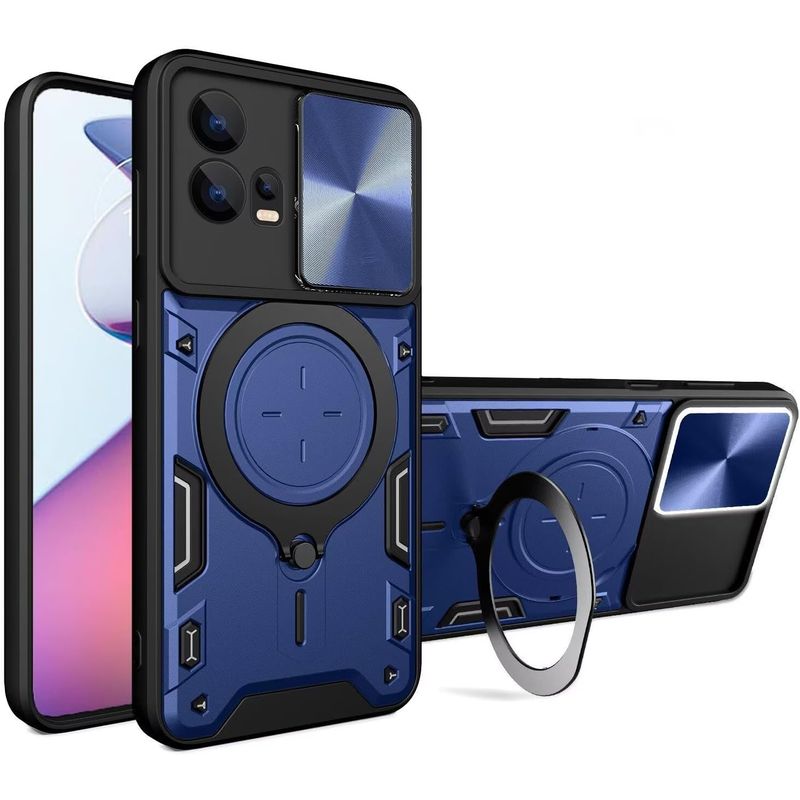 GENERICO - Estuche Protección Cámara Con Soporte Compatible Motorola G85 Azul