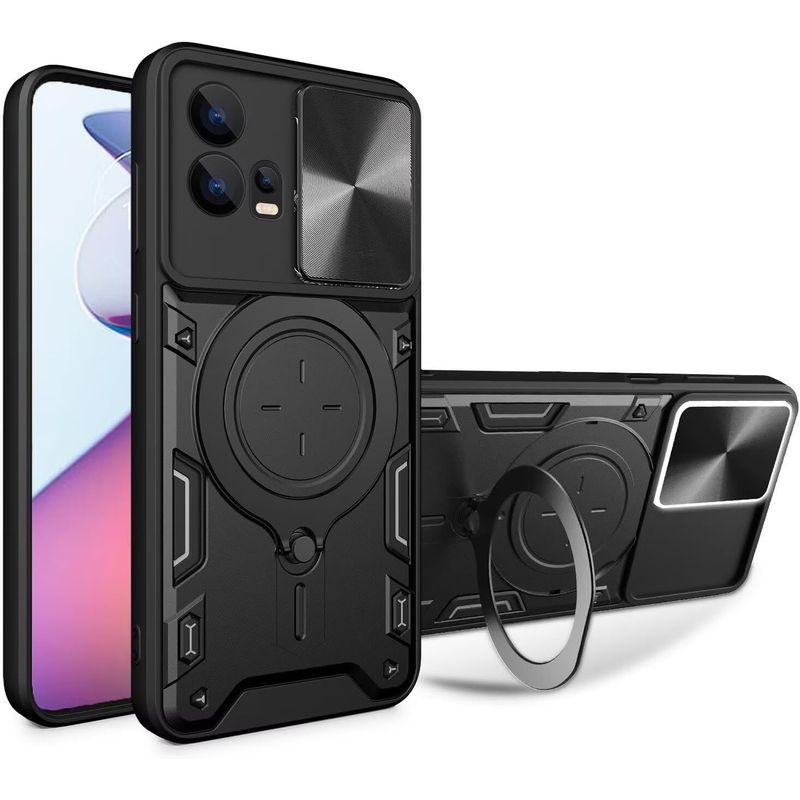 GENERICO - Estuche Protección Cámara Con Soporte Compatible Motorola G85 Negro