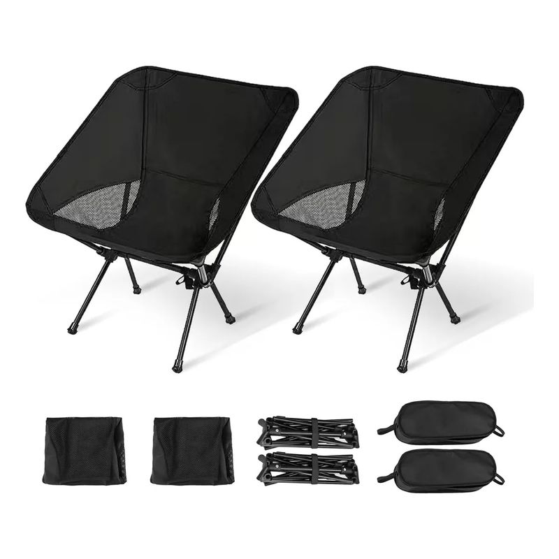 GENERICO - Sillas Camping X 2 Plegables Portatil Parque Playa + Estuche