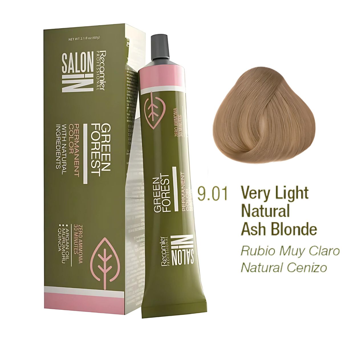 RECAMIER - Tinte Recamier Green Forest Salon 9.01 Rubio Muy Claro Natural Cenizo