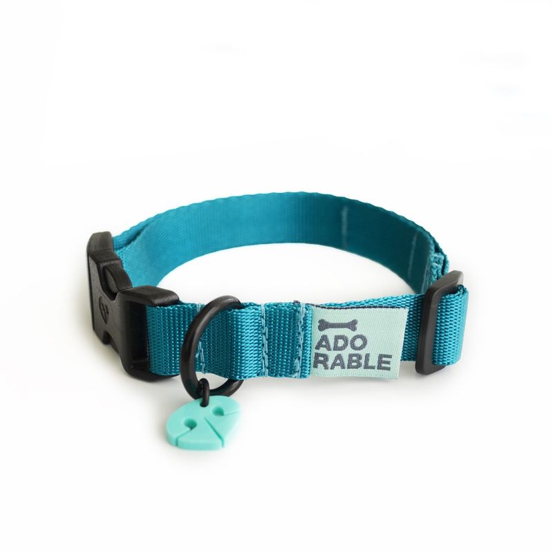 WAWAW - Collar para perro talla S unicolor adorable verde marino