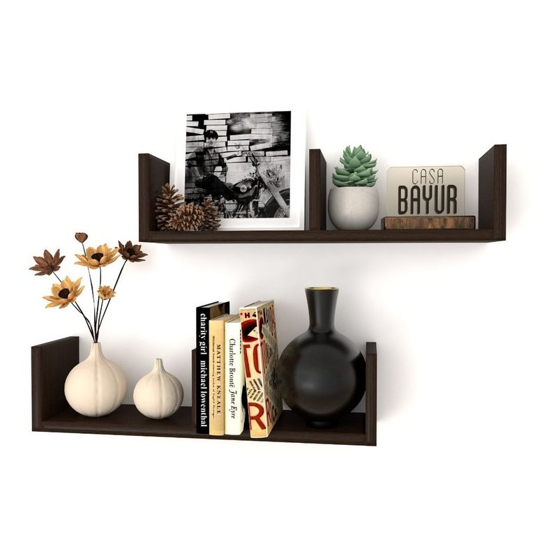 GENERICO - Promo - Set 2 Repisas Flotante Florencia - 15 Cm Sujetalibro