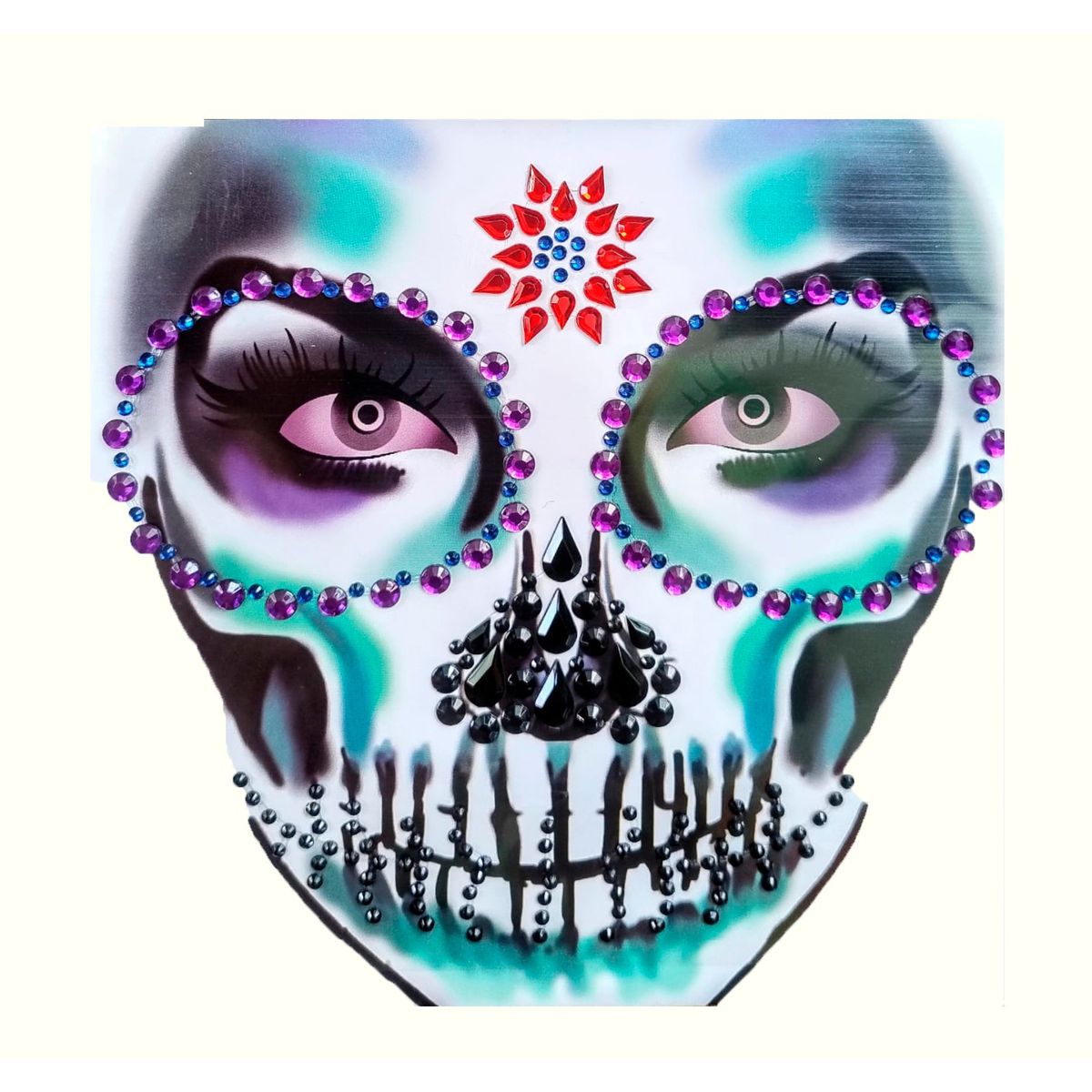 MIELTECH - Tatuaje Temporal Catrina gemas Mexicana Disfraz Frida