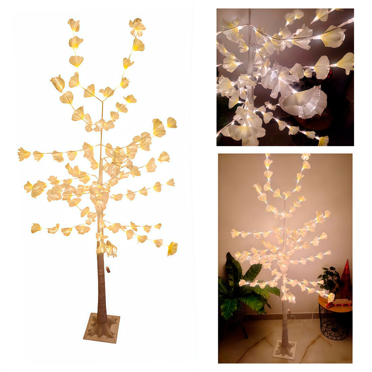 MIELTECH - Arbol Navidad Con Luces Luz Led blanco Hojas De Arce 1.70 M