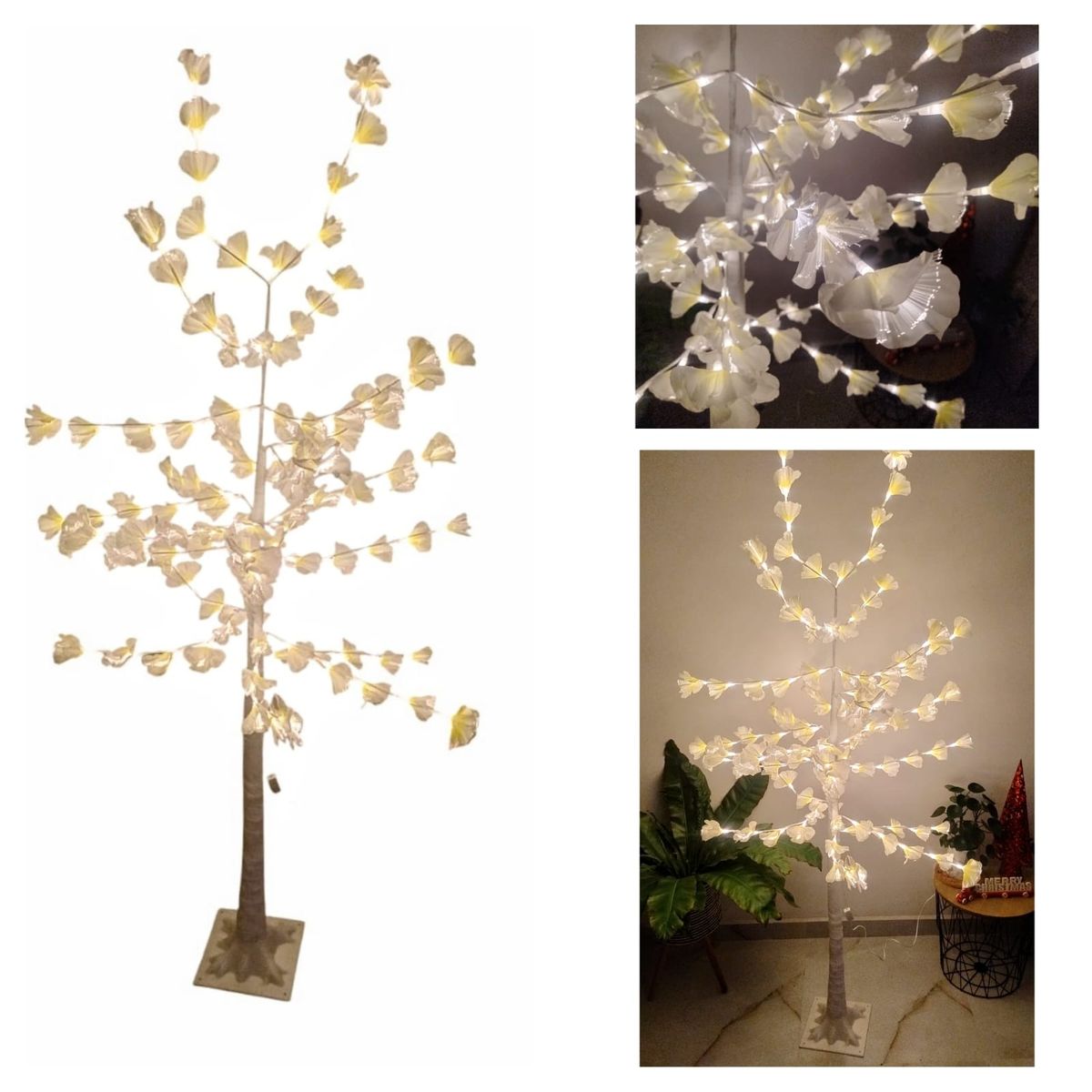 MIELTECH - Arbol Navidad Con Luces Luz Led blanco Hojas De Arce 1.70 M