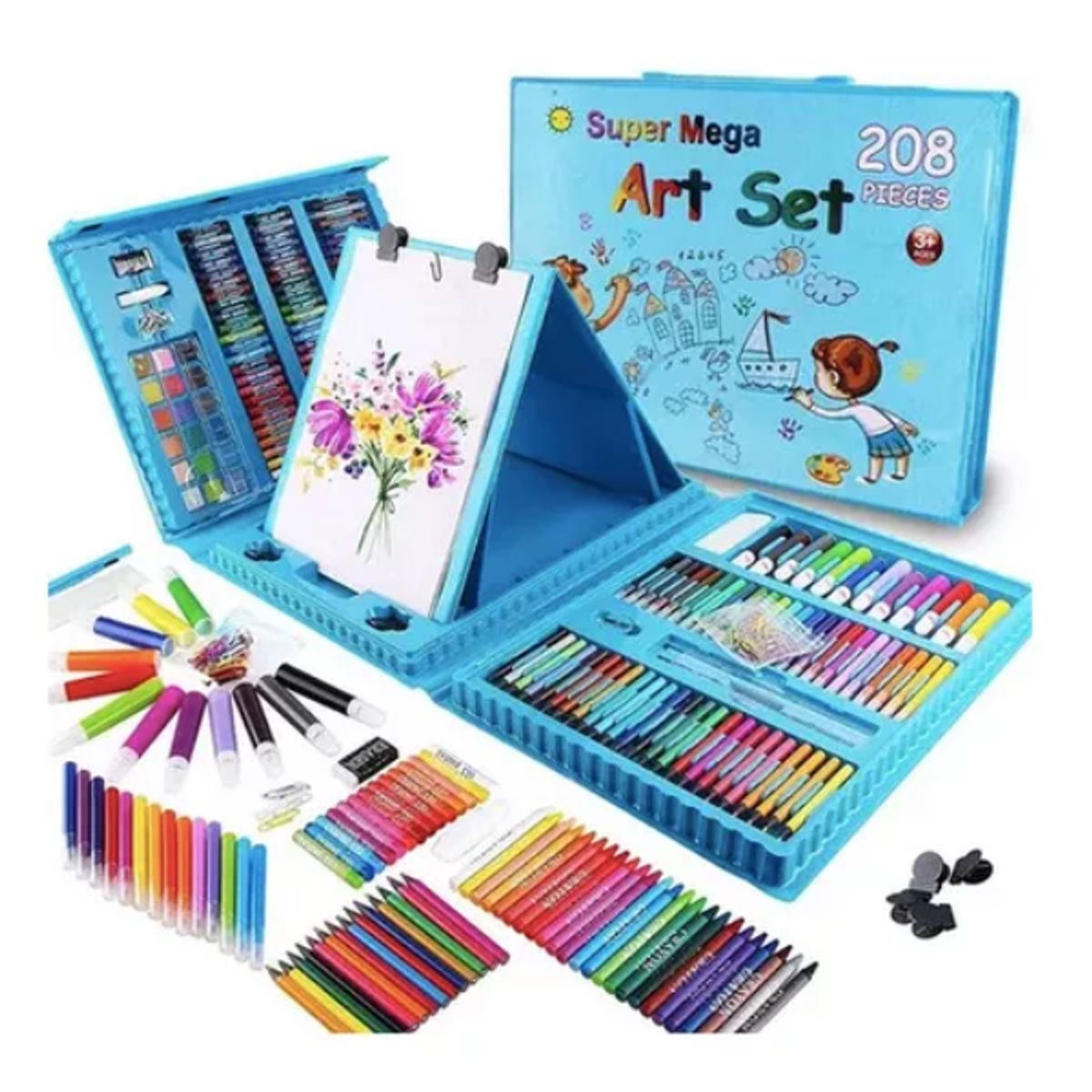 GENERICO - Set De Arte Niño Maleta 208 Piezas Crayon Plumones Colores