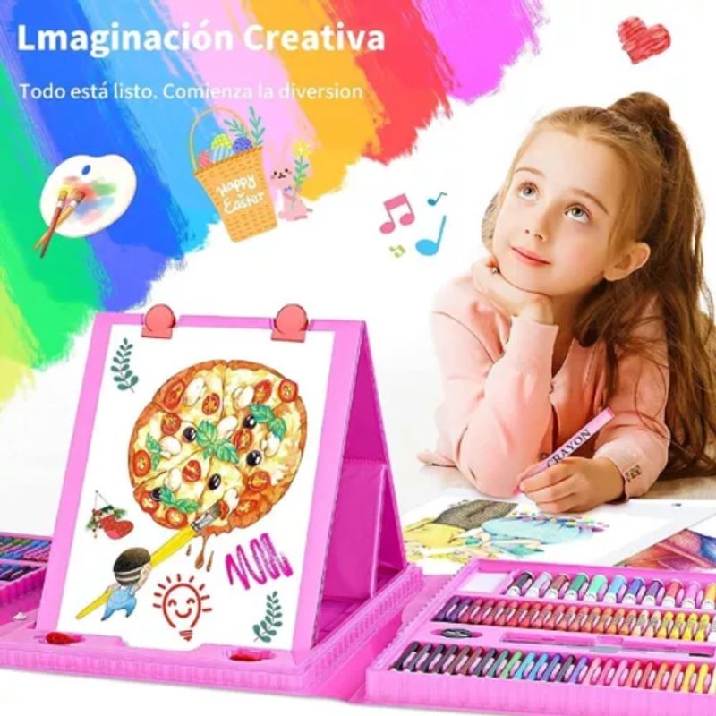 GENERICO - Set De Arte Niña Maleta 208 Piezas Crayon Plumones Colores