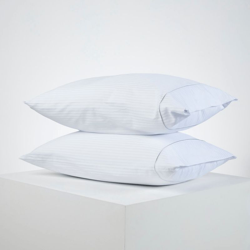 DISTRIHOGAR - Set x 2 Fundas 300 hilos Algodón Blanco 50 x 70 cm