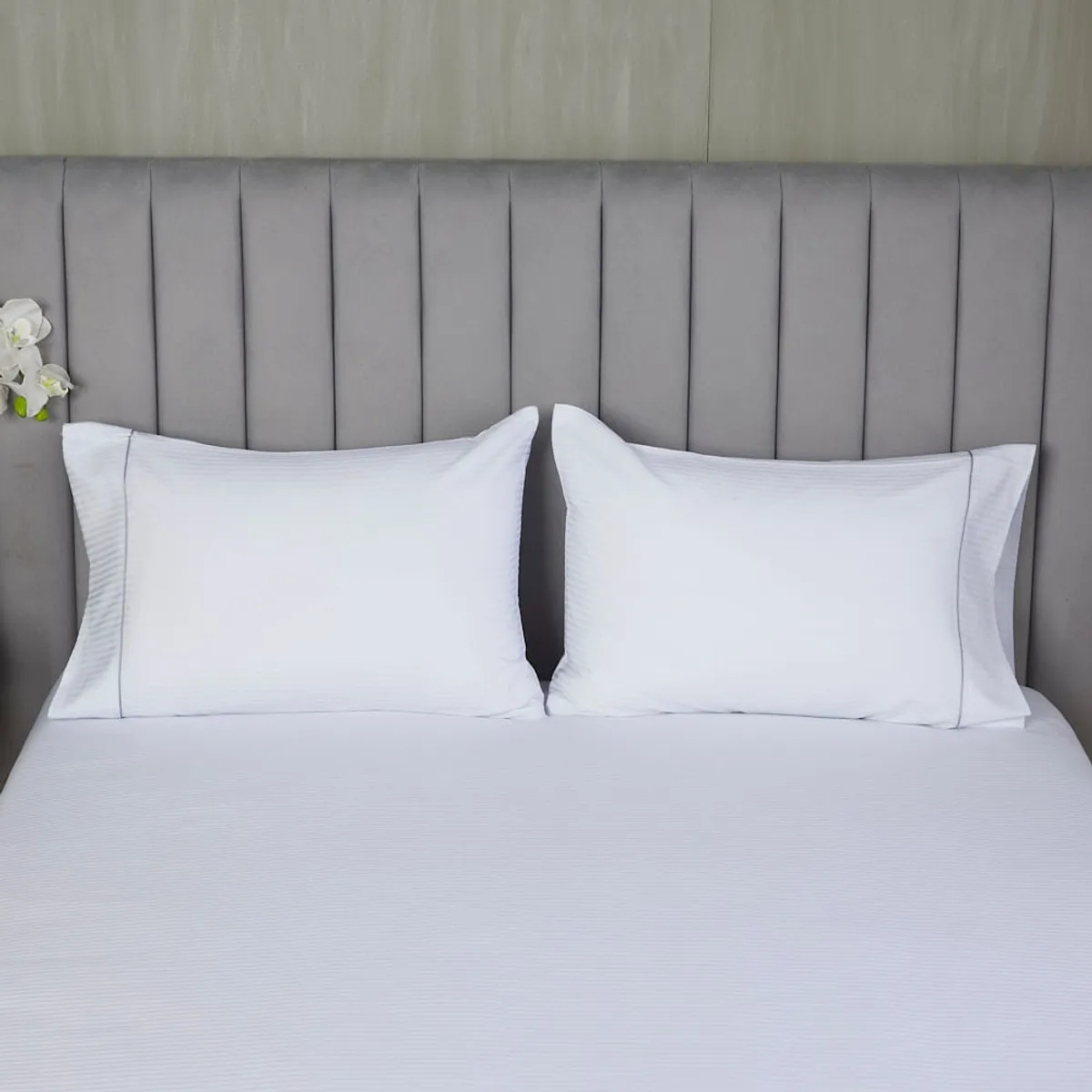 DISTRIHOGAR - Set x 2 Fundas 300 hilos Algodón Blanco 50 x 70 cm