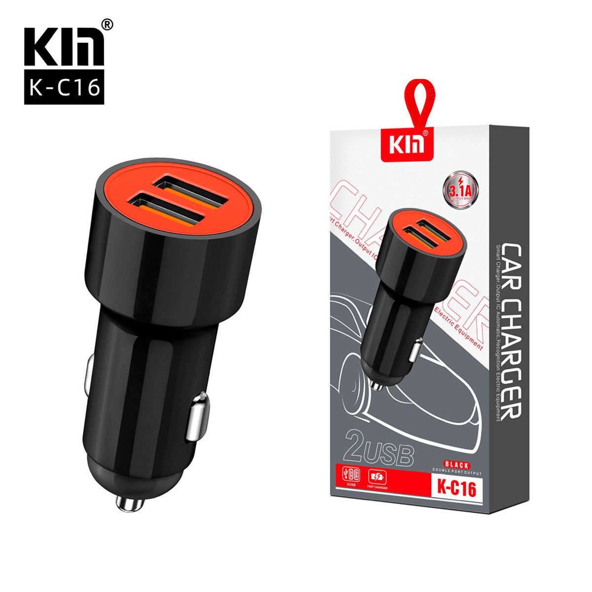 GENERICO - Cargador USB dual, adaptador para automóvil,  Negro