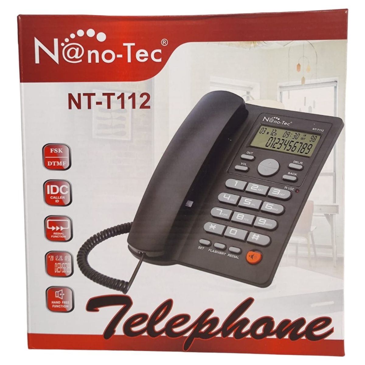 NANO-TEC - Telefono Fijo Alambrico Manos Libres Altavoz Pantalla Lcd