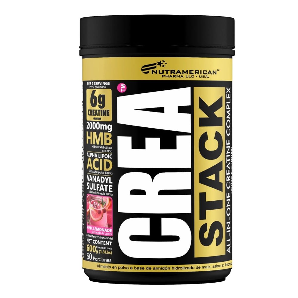 MEGAPLEX - Creatina CREA STACK Limonada Rosada 1.3 lb 600 g