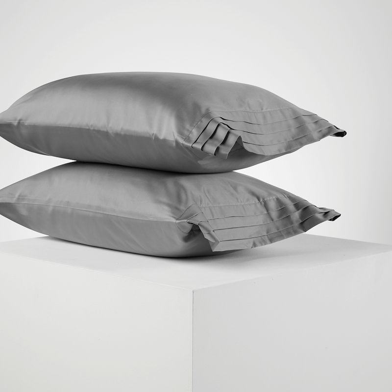 DISTRIHOGAR - Set x 2 Fundas Cairo 400 hilos Gris Oscuro 50 x 90 cm