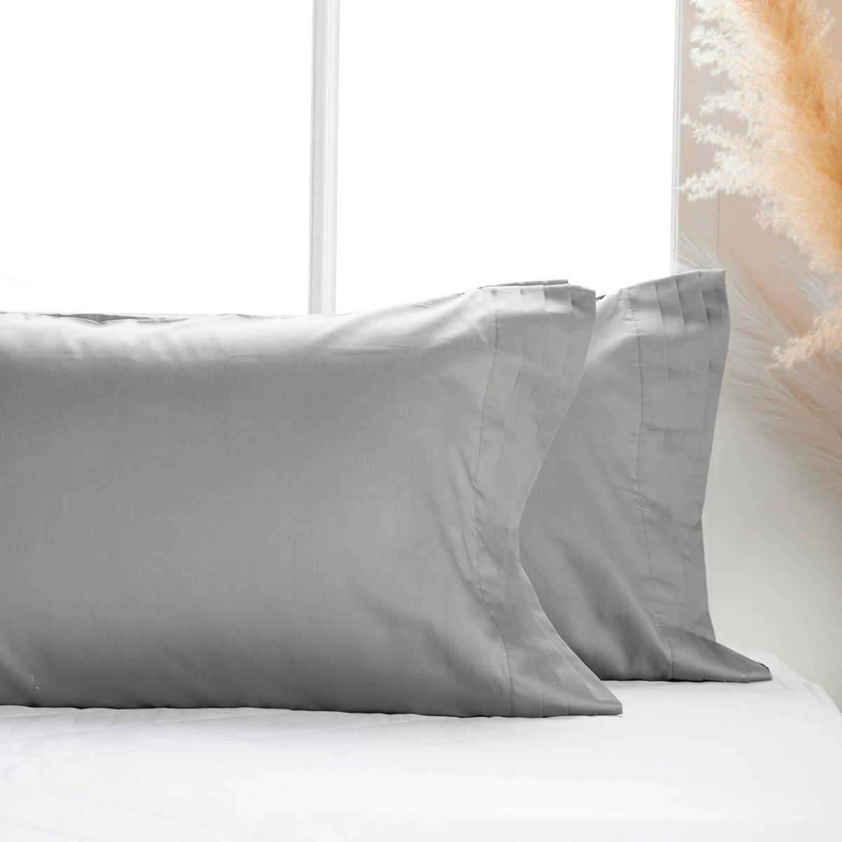 DISTRIHOGAR - Set x 2 Fundas Cairo 400 hilos Gris Oscuro 50 x 90 cm