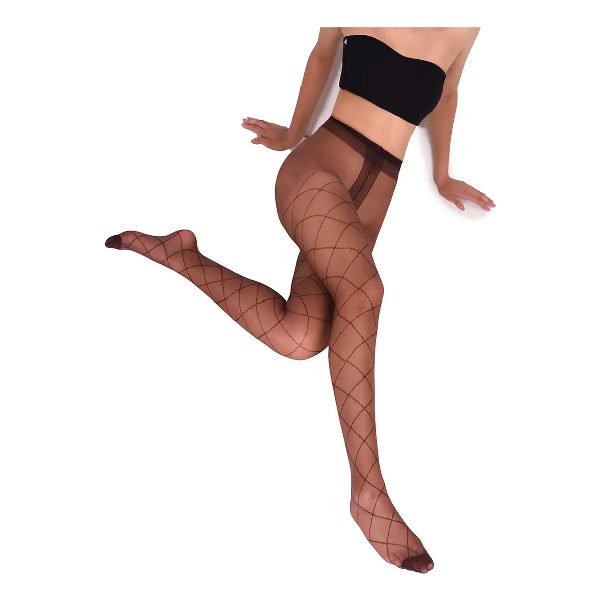 RITCHI - Media Velada para Mujer Ritchi Diseño en Rombos Elegancia y Estilo