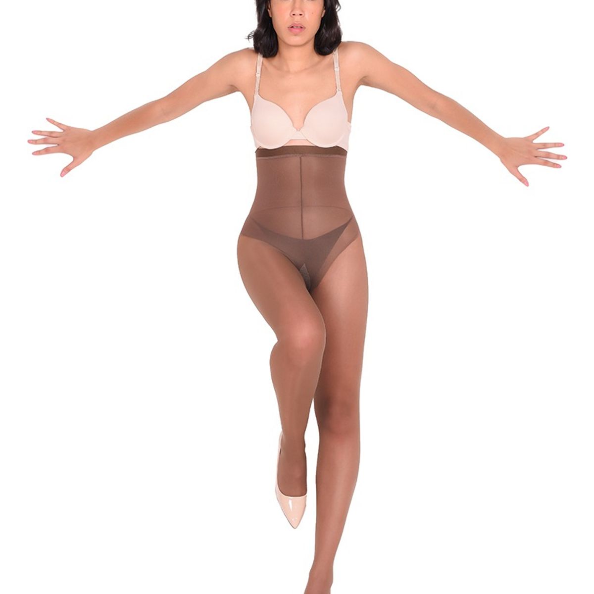 RITCHI - Media Velada para Mujer Ritchi Control Abdomen Banda Siliconada Efecto Plano