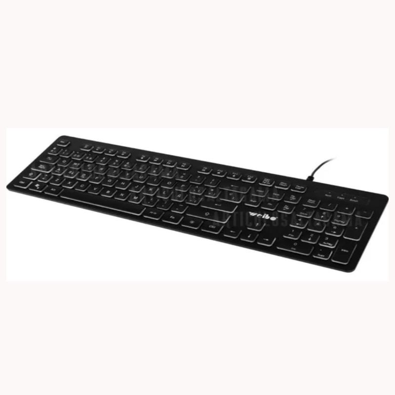 WEIBO - Teclado Usb Retro Iluminado Ultra Slim Delgado Weibo 560