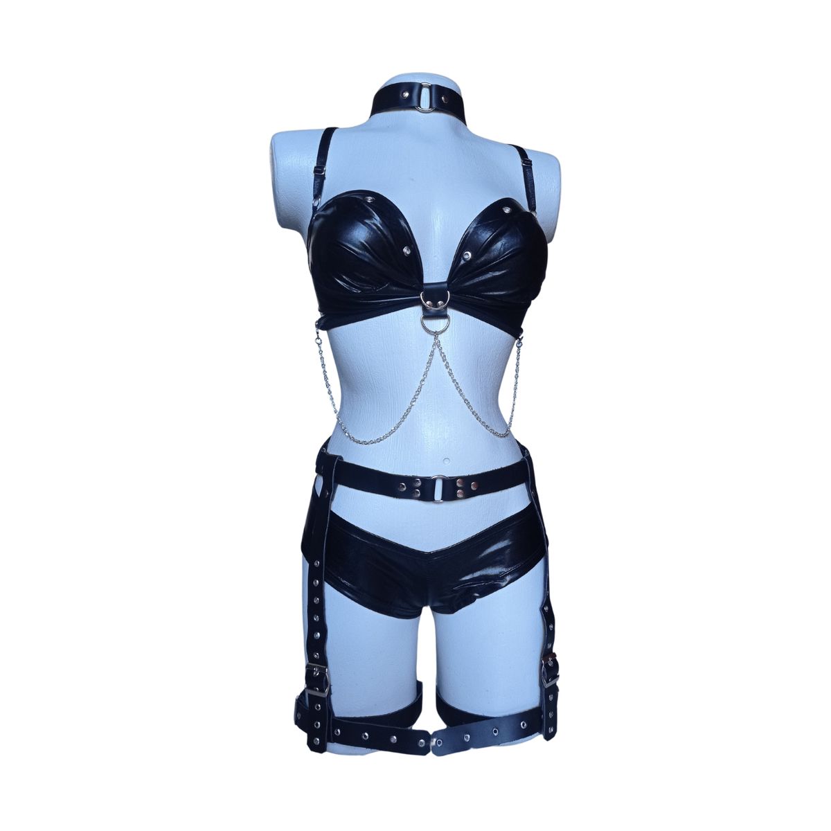 GENERICO - Conjunto sensual Arnes negro cuero sintetico BDSM Bondage