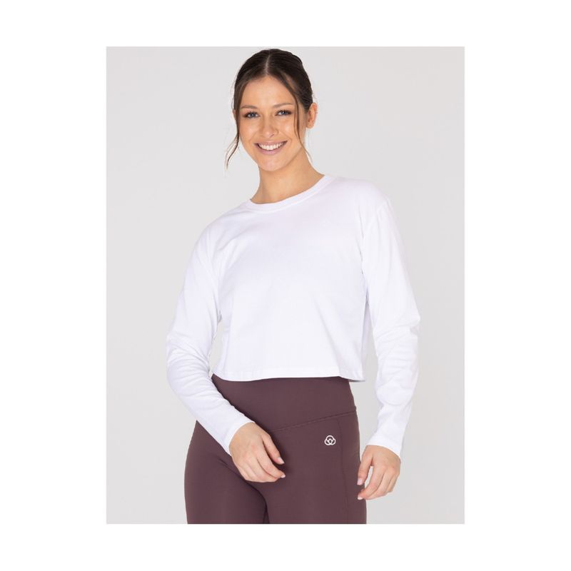 BSOUL - Camiseta Mujer COTTON LS CROP TOP WHITE BSOUL