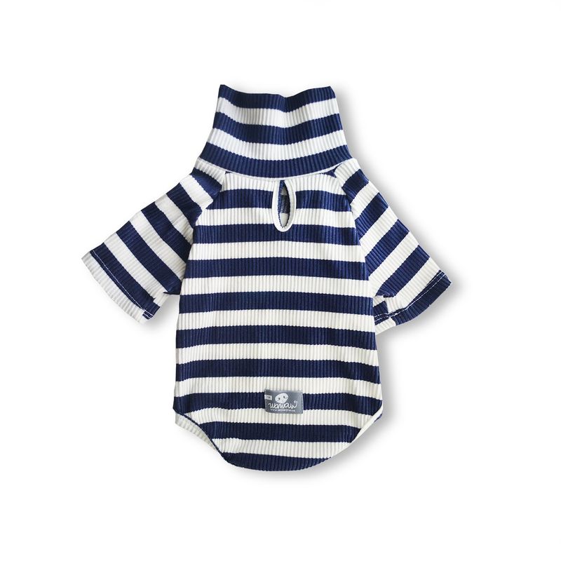 WAWAW - Saco para perro talla XS tortuga rayas blanco y azul