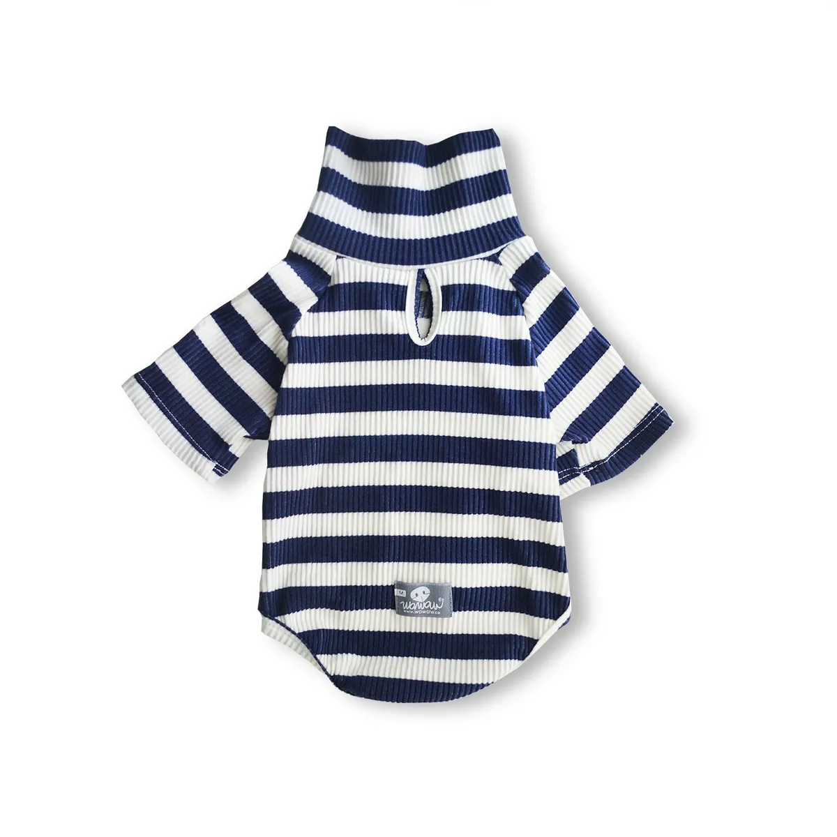 WAWAW - Saco para perro talla L tortuga rayas blanco y azul