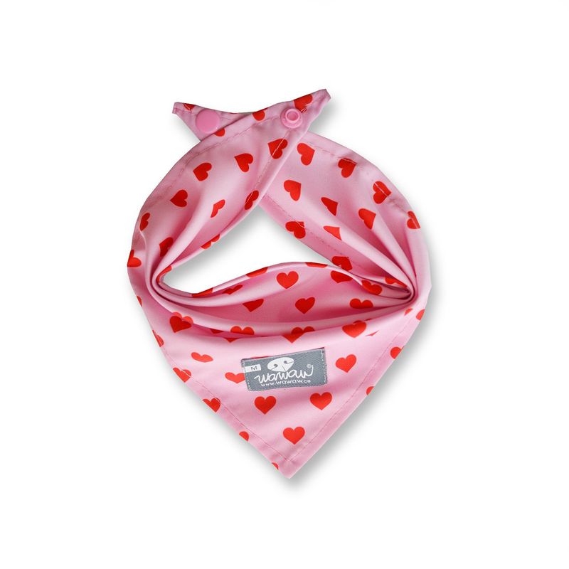 WAWAW - Pañoleta para perro talla XL subliminal rosa corazones rojos