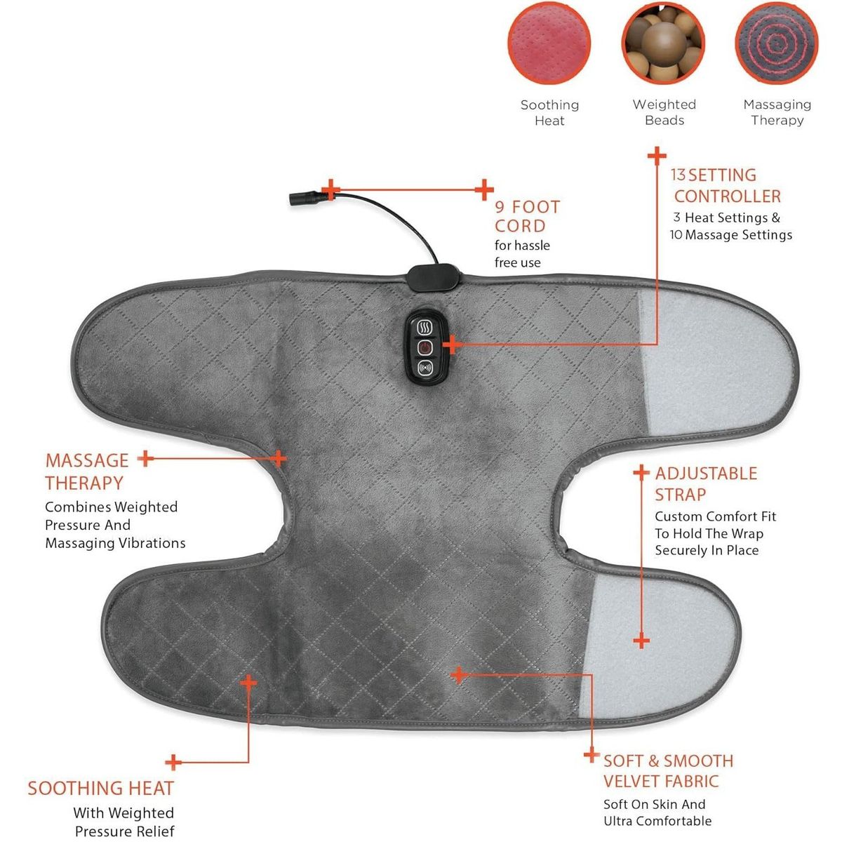 GENERAL - Almohadilla Rodilla Electrica Termica Masaje Vibratorio