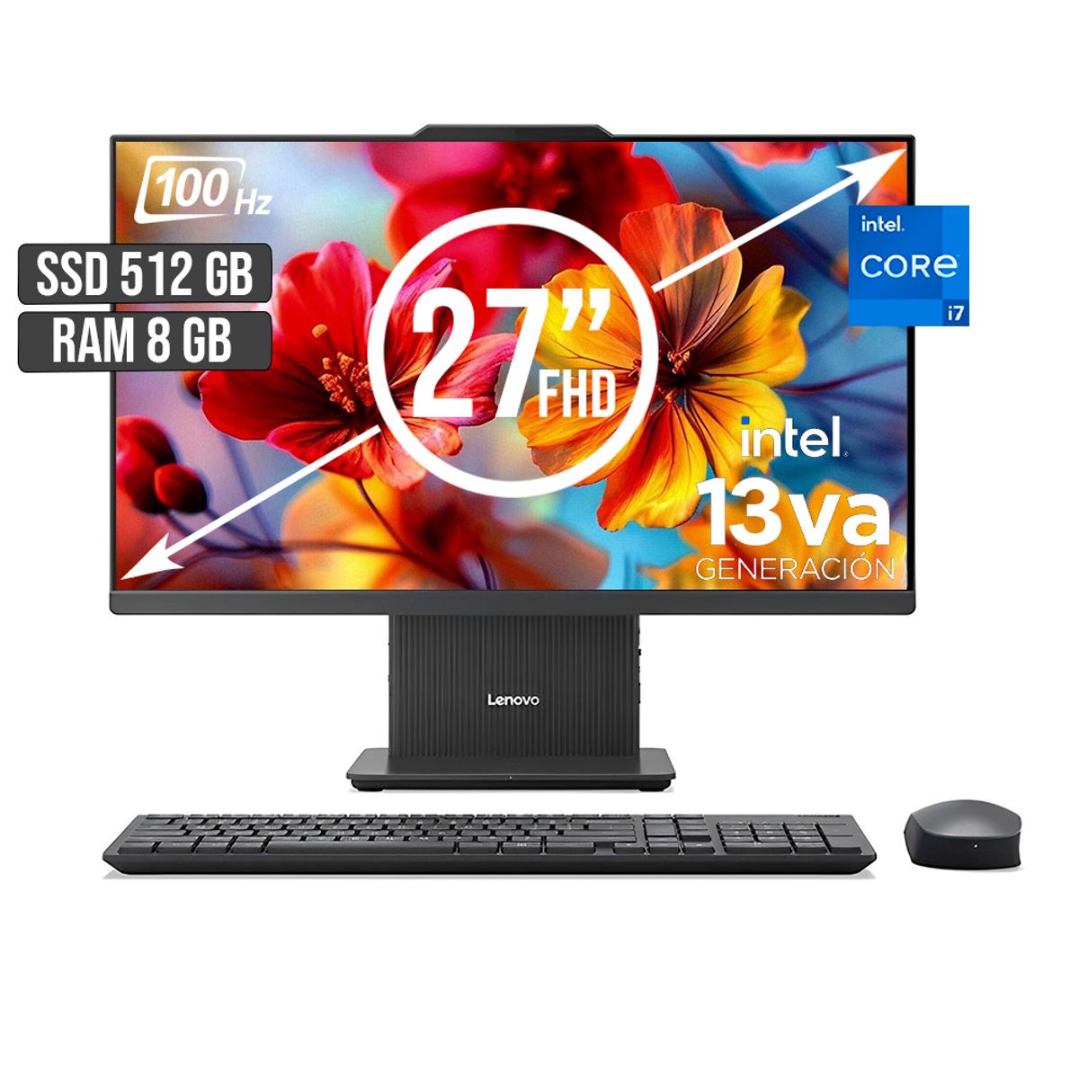 LENOVO - TODO EN UNO LENOVO INTEL CORE I7-13620H SSD 512GB RAM 8GB LED 27 FHD 100Hz